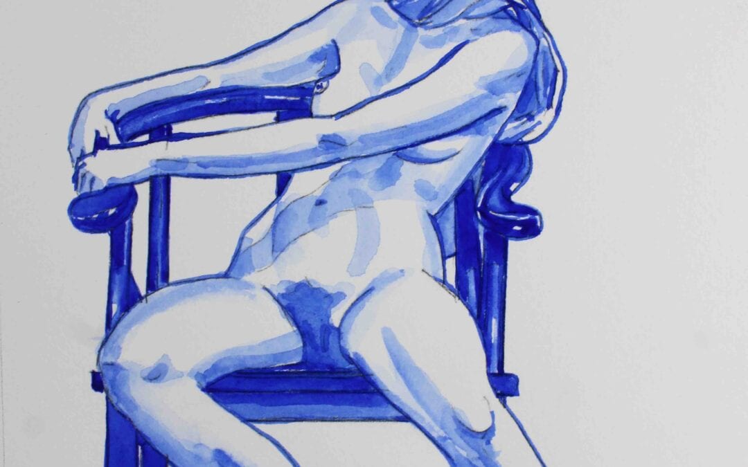 White Woman on a Blue Chair